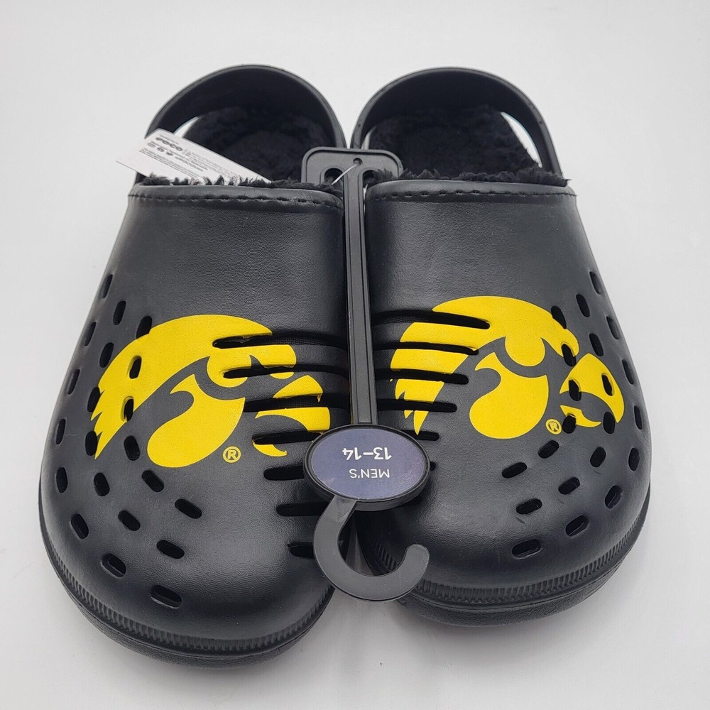 Iowa Hawkeyes Sherpa Lined Clogs‎ with Strap FOCO Mens XL 13-14 Black